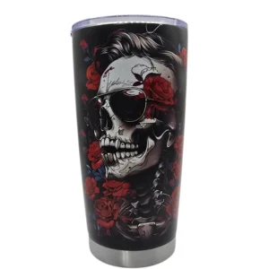 Red Rose Skull Tumbler