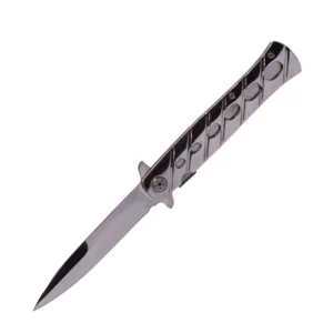Silver Glossy Stilleto Folding Pocket Knife