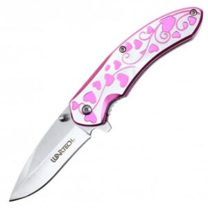 Pink Hearts Protector Folding Pocket Knife