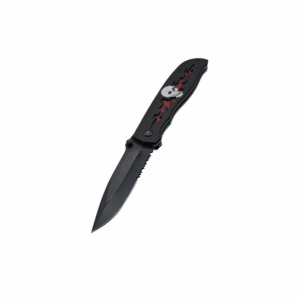 Flaming Skull Folding Knife
