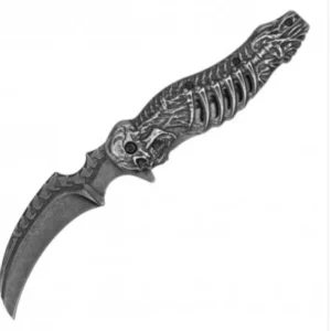 Silver Skull Folding Knife