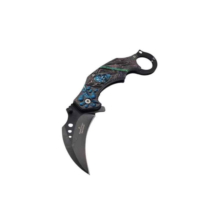 Skull Design Folding Karambit