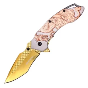 Gold Guardian Dragon Pocket Knife