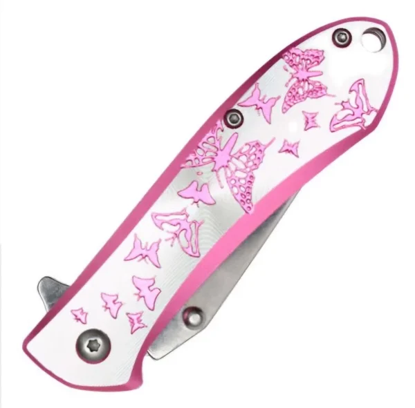 tunning Pink Butterflies Folding Pocket Knife