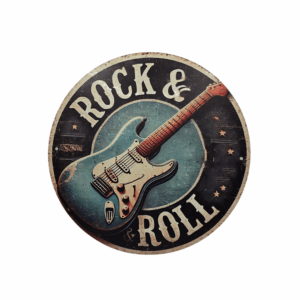 Metal Rock & Roll 8" Round Metal Wall Decore
