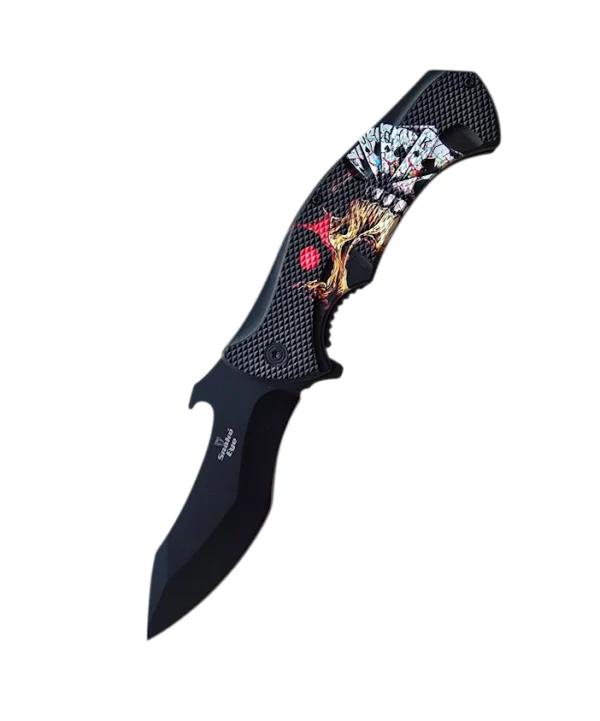 Gambling Skull Folding Pocket Knife