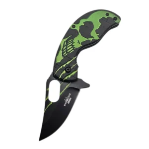Green Skull Karamit Folding Pocket Knife