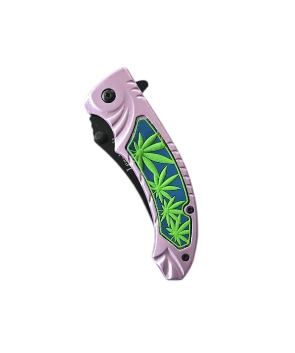 Purple Leaflets Folding Pocket Knife