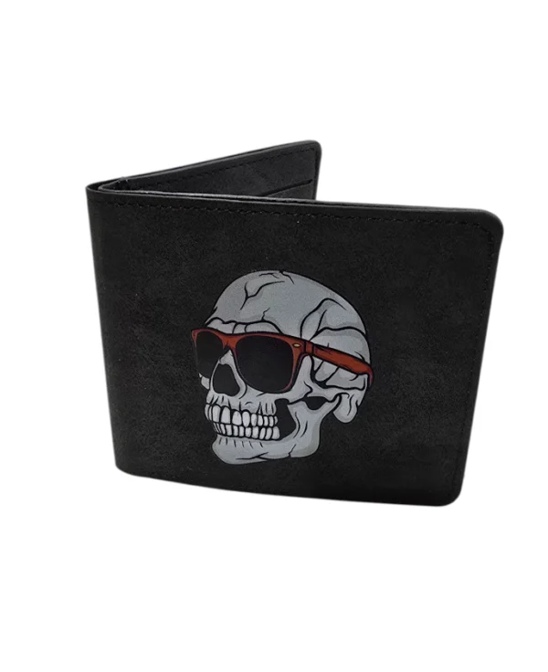 Smiling Skull Slim Faux Leather Wallet