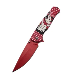 8" Red Cartoon Lady Folding Pocket Knife