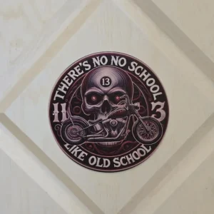 Retro Motorcycle & Skull 8" Round Metal Wall Decore