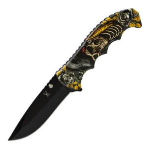 Yellow Skull Folding Pocket Knife / BSB Limited