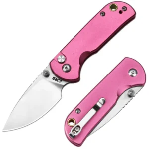 Pink Mica Button Lock Folding Knife / CJRB