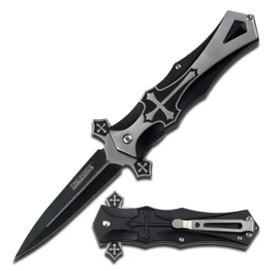 Cross Blood Groove Spring Assisted Knife / TAC-FORCE