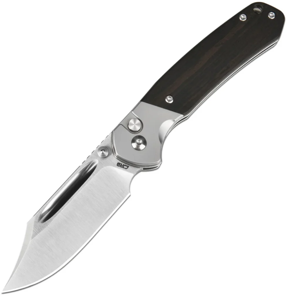 CJRB Bowie Pyrite  Wood Handle Folding Knife