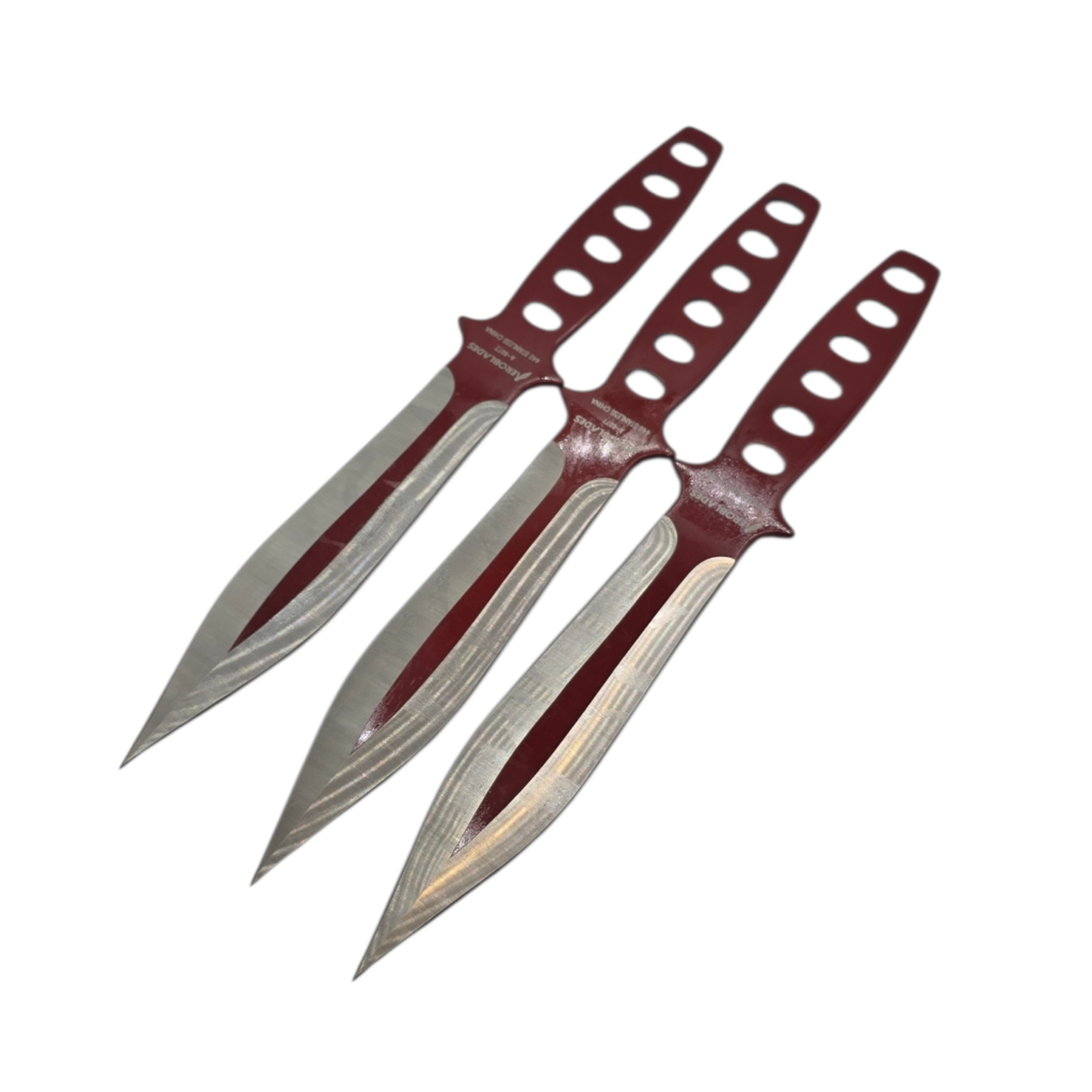 Two-Tone Red Throwing Knives Set (3pc)