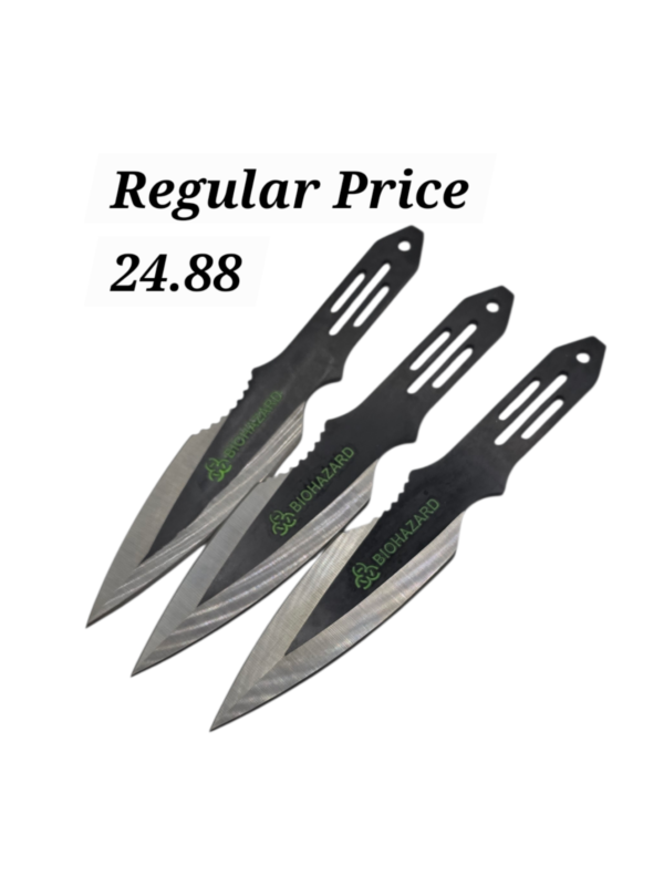 Black Biohazard Flag Style Throwing Knives (3)