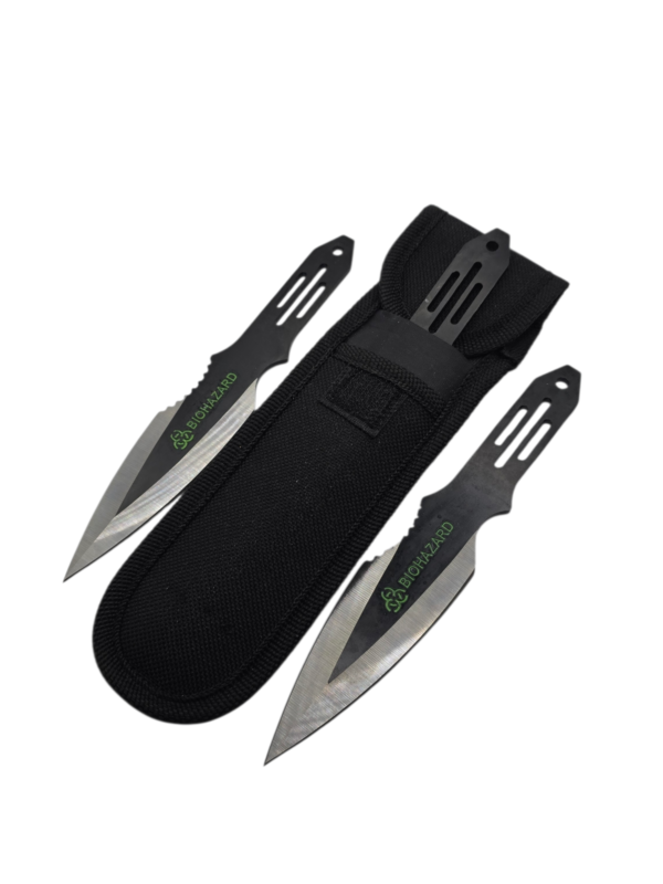 Black Biohazard Flag Style Throwing Knives (3)