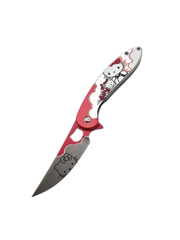 Silver & Red Folding Pocket Knife