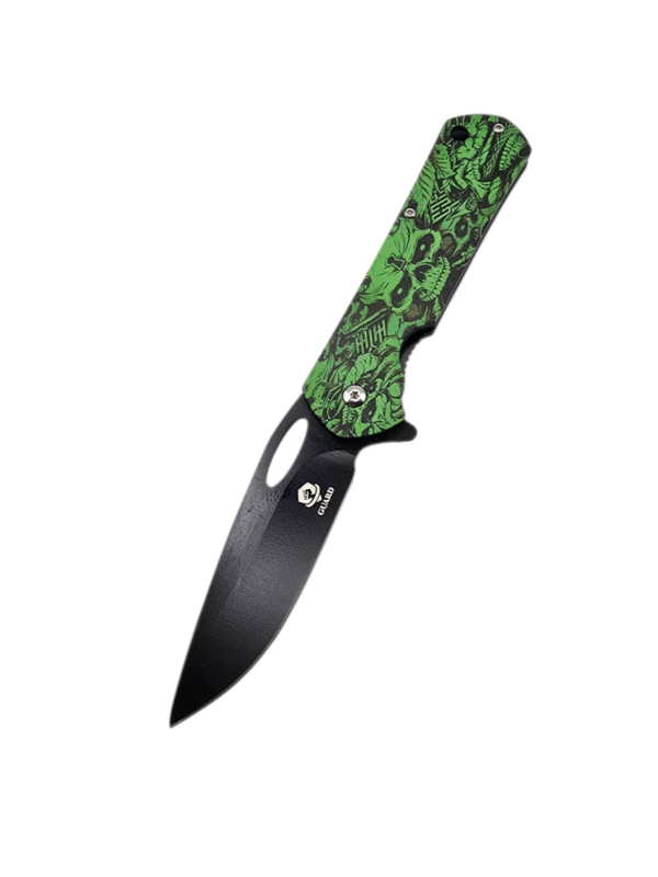 Green Skull Folding Pocket Knife
