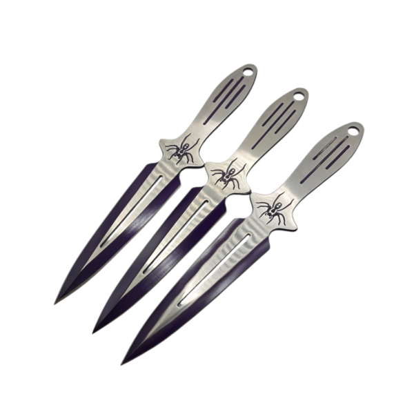 Two-Tone Purple Spider Throwing Knives Set (3pc)