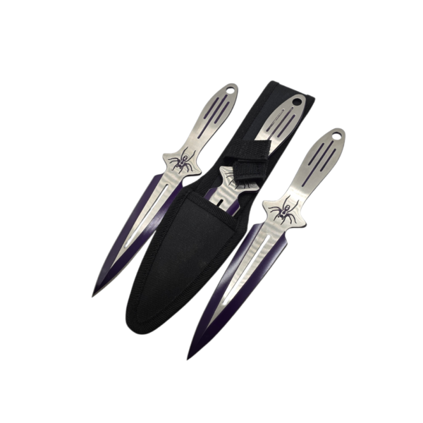 Two-Tone Purple Spider Throwing Knives Set (3pc)