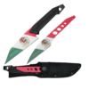 Wartech fixed blade knife set with Mexican flag design and black sheath