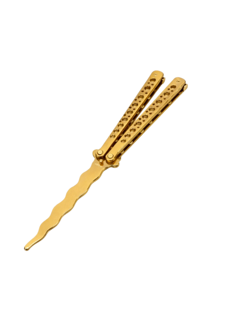Gold Punch-Through Design Folding Knife