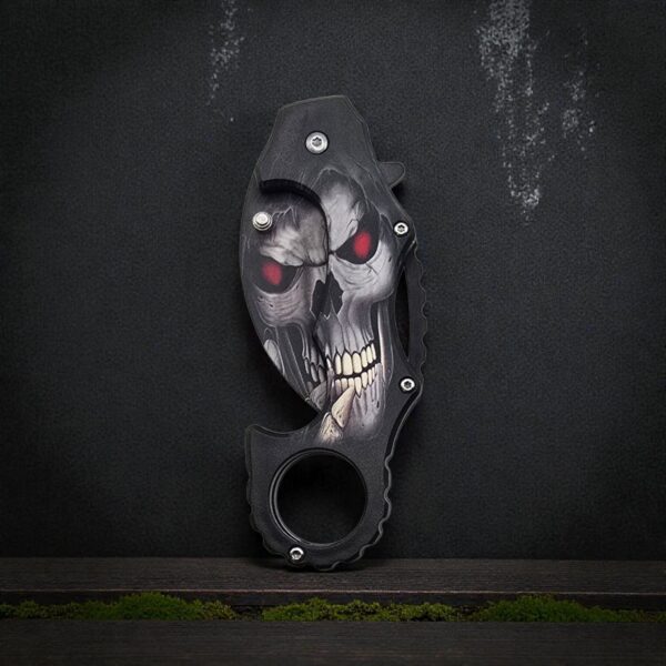 Crimson Skull Karambit Folding Pocket Knife