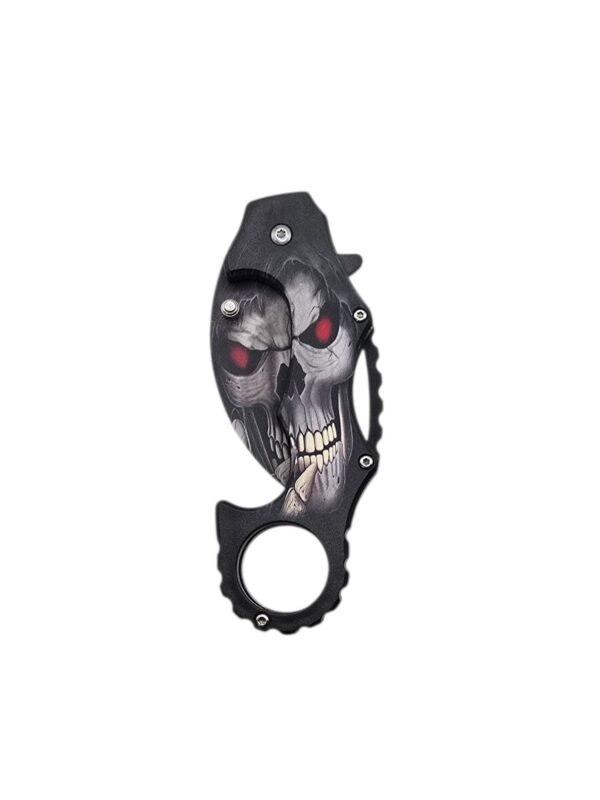 Crimson Skull Karambit Folding Pocket Knife
