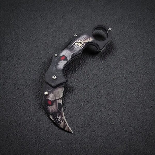 Crimson Skull Karambit Folding Pocket Knife