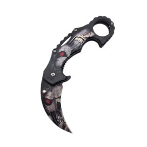 Crimson Skull Karambit Folding Pocket Knife