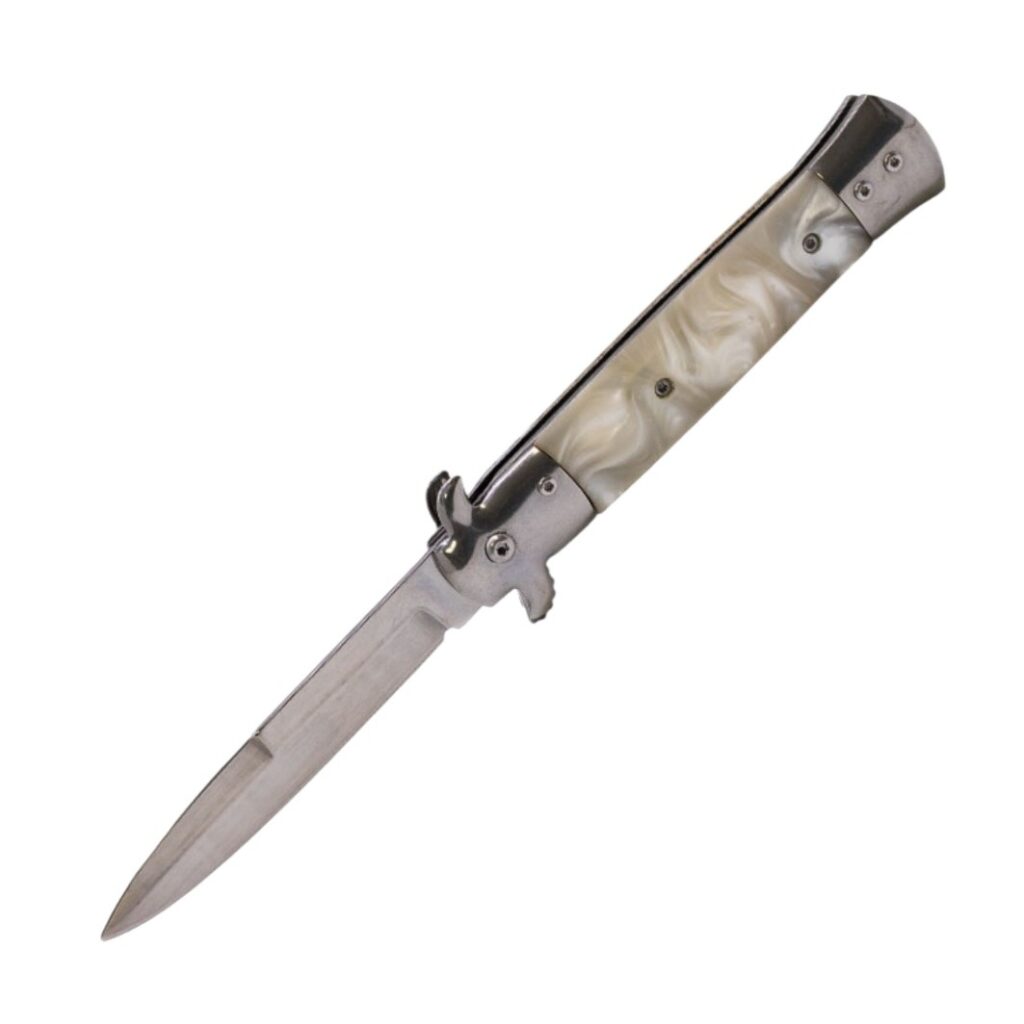 White Pearl Marble Effect Folding Pocket Knife