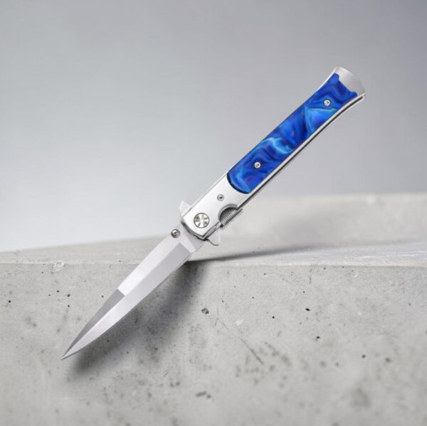 Folding Pocket Knife /Blue & Silver Glossy Finish