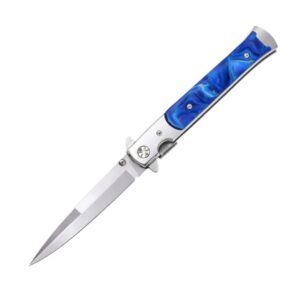 Blue & Silver Glossy Finish Folding Pocket Knife