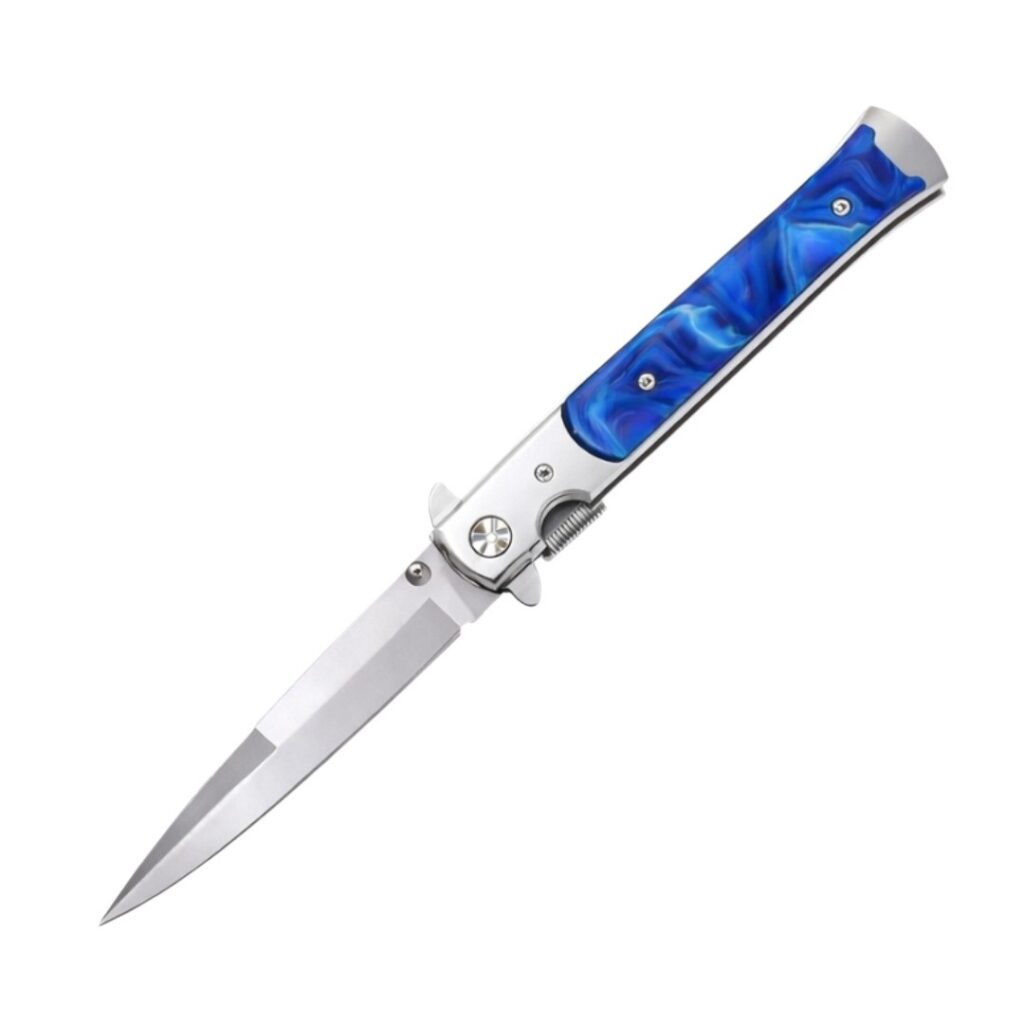 Folding Pocket Knife /Blue & Silver Glossy Finish