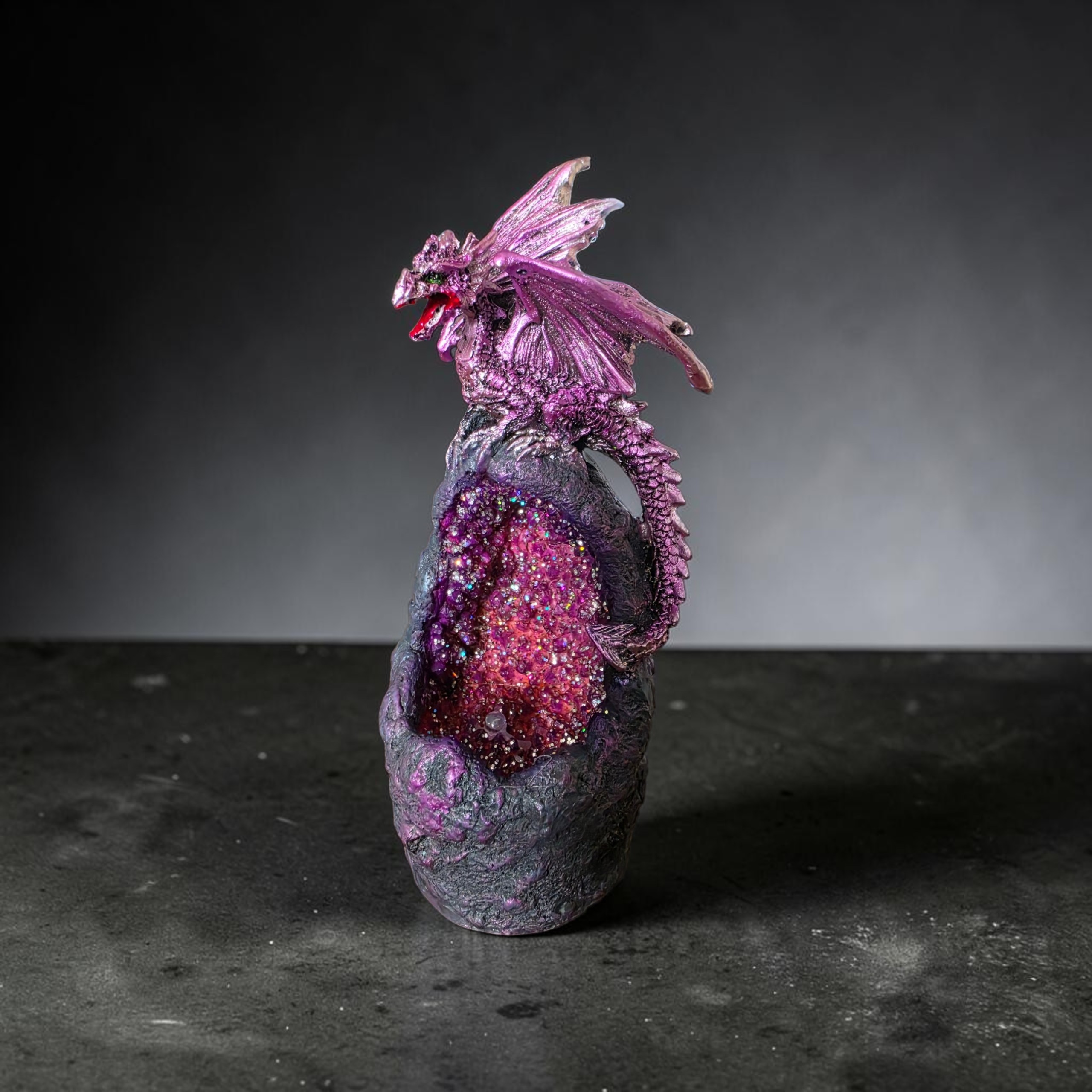 Amethyst Crystal Guard Dragon Figurine